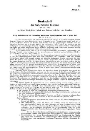 Anlage 1. Denkschrift des Prof. Heinrich Berghaus