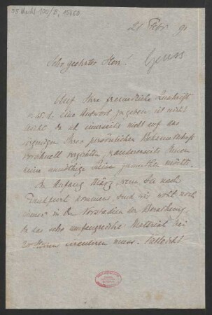 Brief an Hermann Genss : 21.02.1891