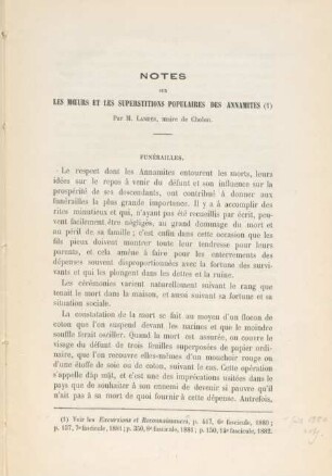 Notes sur les moers et les superstitions populaires des Annamites