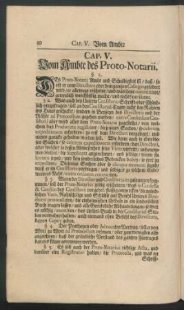 Cap. V. Vom Ambte des Proto-Notarii.