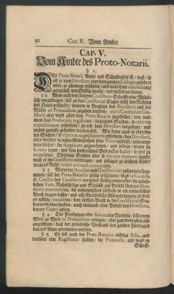 Cap. V. Vom Ambte des Proto-Notarii.