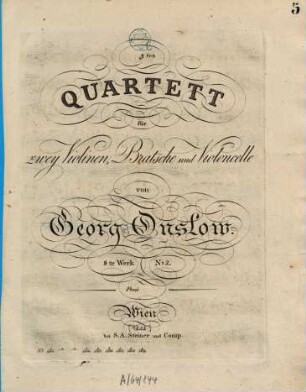 4.tes (5.tes - 6.tes -) Quartett : für 2 Violinen, Bratsche u. Violoncelle ; 8. W. Nr. 1 (2. 3), 2. (= V. Quart.). - Vl 1 (9 S.) Vl 2 Va Vc (je 6). - Pl.-Nr. S:u:C. 2635