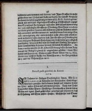 I. Extract pacti gentilitii de Anno 1579