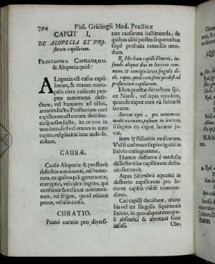 Caput I. De Alopecia Et Profluvio Capillorum.