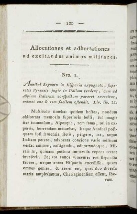 Allocutiones et adhortationes ad excitandos animos militares.