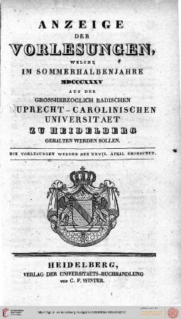 Sommersemester 1835