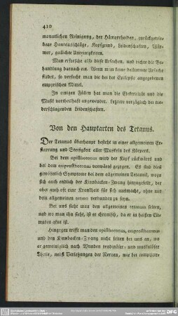 Von den Hauptarten des Tetanus