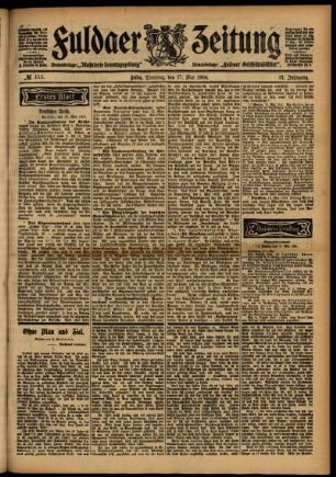 Erste Ausgabe vom Dienstag, den 17. Mai 1904.