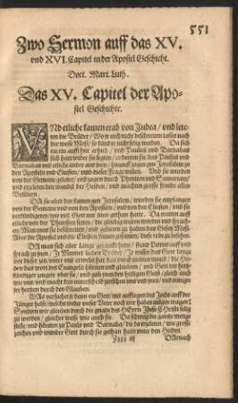 Zwo Sermon auff das XV. und XVI. Capitel in der Apostel Geschicht.