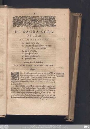 Locus I. De Sacra Scriptura ... Composuit & defendit Conradus Vorstius Agrippinensis.