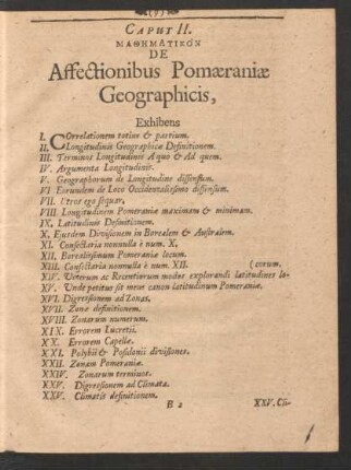 Caput II. [...] De Affectionibus Pomaeraniae Geographicis