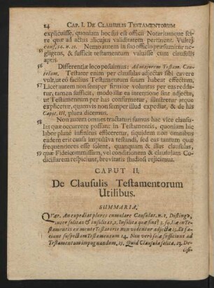 Caput II. De Clausulis Testamentorum Utilibus