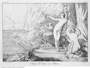 Choix de gravures à l'eau forte, d'après les peintures originales et les marbres de la galerie de Lucien Bonaparte : 142 gravures, Londres : Bulmer [u.a.], 1812. - 7, [142] S. : Ill. ; 2°, Diana und Actaeon beim Bade (Taf. 88)