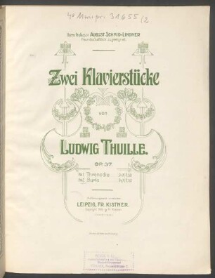 Zwei Klavierstücke : op. 37,1.2, 2. op. 37,2. - Burla. - 7 S.