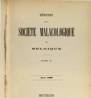 Annales de la Société Royale Malacologique de Belgique. 4, 4. 1869