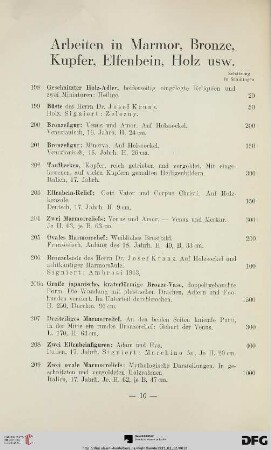 Arbeiten in Marmor, Bronze, Kupfer, Elfenbein, Holz usw. (Nr. 198-210b)