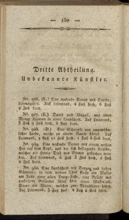 Dritte Abtheilung. Unbekannte Künstler.