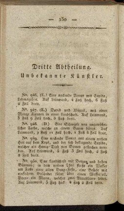 Dritte Abtheilung. Unbekannte Künstler.