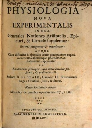 Physiologia nova experimentalis