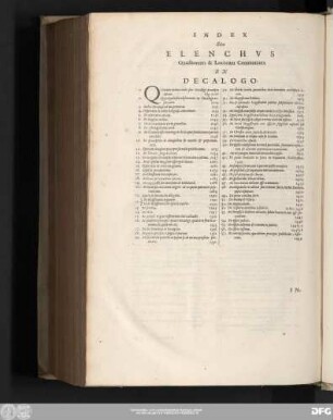 Index Sive Elenchus Quaestionum & Locorum Communium Ex Decalogo.