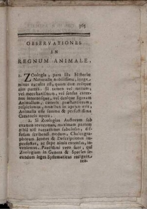 Observationes in Regnum Animale.