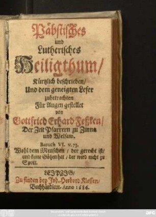 Päbstisches und Lutherisches Heiligthum