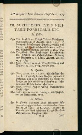 XII. Scriptores Iuris Militaris Forestalis Etc.