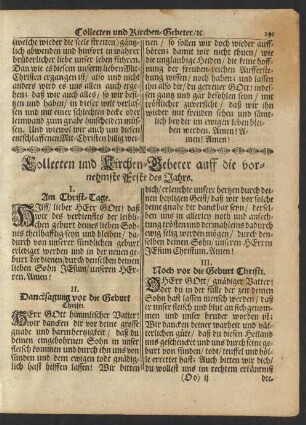 Collecten und Kirchen-Gebeter auff die vornehmste Feste des Jahrs