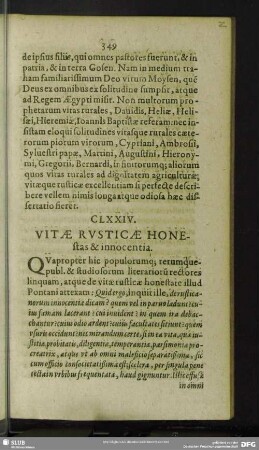 CLXXIV. Vitae Rusticae Honestas & innocentia