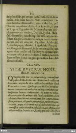 CLXXIV. Vitae Rusticae Honestas & innocentia