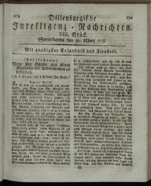 XIII. Stück. Sonnabends den 31. Merz 1798.