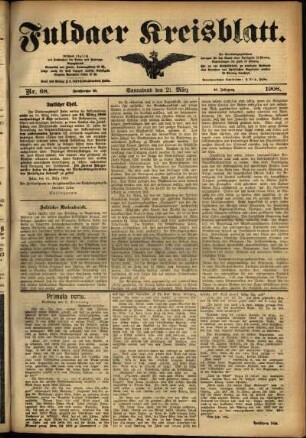 Ausgabe vom Samstag, den 21. März 1908.