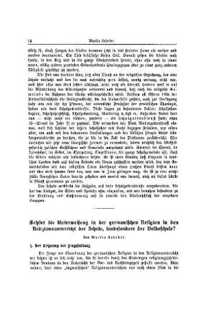 Gehört die Unterweisung in der germanischen Religion in den Religionsunterricht der Schule, insbesondere der Volksschule?