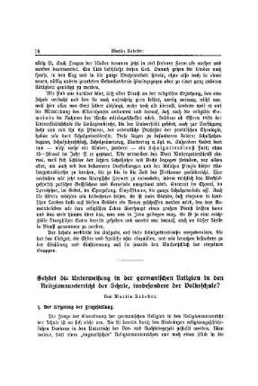 Gehört die Unterweisung in der germanischen Religion in den Religionsunterricht der Schule, insbesondere der Volksschule?