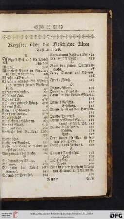 Register über die Geschichte Altes Testamentes
