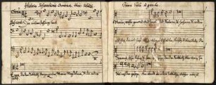 Schütz, Heinrich: Auferstehungshistorie (Historia Resurrectionis Dominicae) : Schütz, Heinrich: Auferstehungshistorie (Historia Resurrectionis Dominicae). Historia Resurrectionis Dominicae. Heinrici Schützij. Musikhandschrift, aufgeschlagen Seite 3 und 4. Dresden: SLUB Mus.Löb.13,5