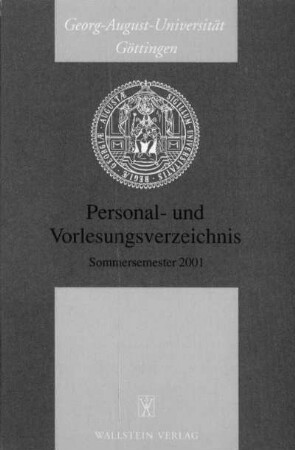 SS 2001: Personal- und Vorlesungsverzeichnis ...