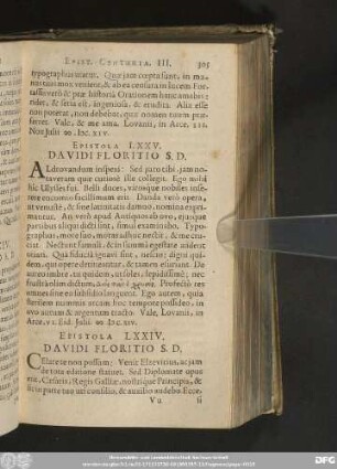 Epistola LXXIV. Davidi Floritio S. D.