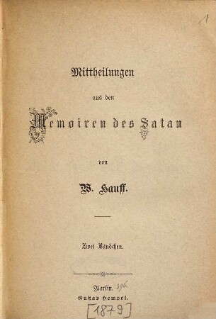 Prosaische und poetische Werke, 7/8. Mittheilungen aus den Memoiren des Satan