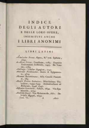 1-225, Libri Latini