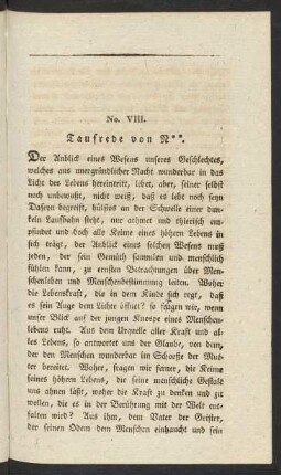 No. VIII. Taufrede von N**