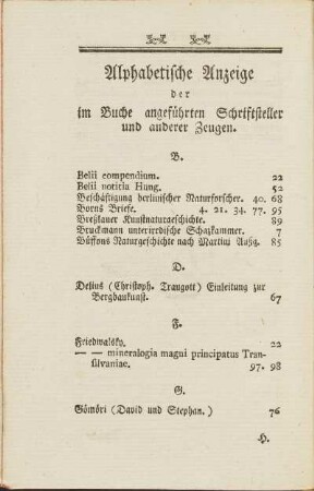 Alphabetische Anzeige der im Buche angeführten Schriftsteller und anderer Zeugen.