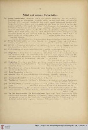 Möbel und andere Holzarbeiten (Nr. 248-261)