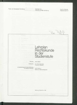 Lehrplan Rechtskunde in der Studienstufe
