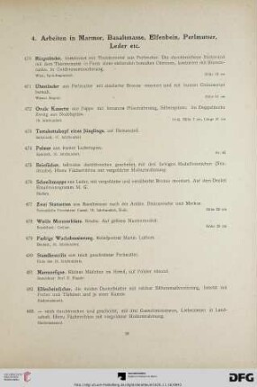 4. Arbeiten in Marmor, Basaltmasse, Elfenbein, Perlmutter, Leder etc. (470-485