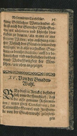 XV. Von der Gnaden-Wahl.