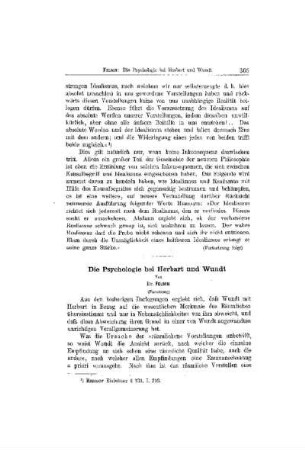 Die Psychologie bei Herbart und Wundt: (Fortsetzung)