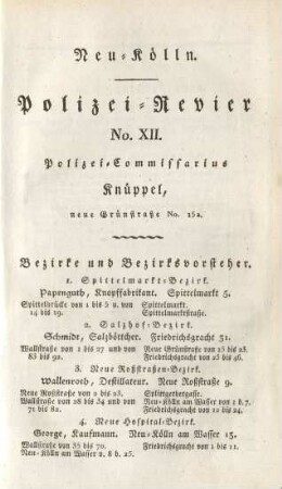 Neu-Kölln. Polizei-Revier No. XII