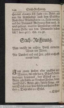 Stich-Rechnung