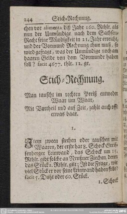 Stich-Rechnung